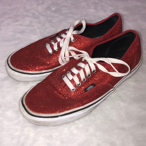 red sparkly vans